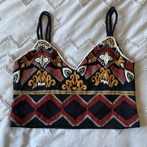 Zara embroidered crop top
